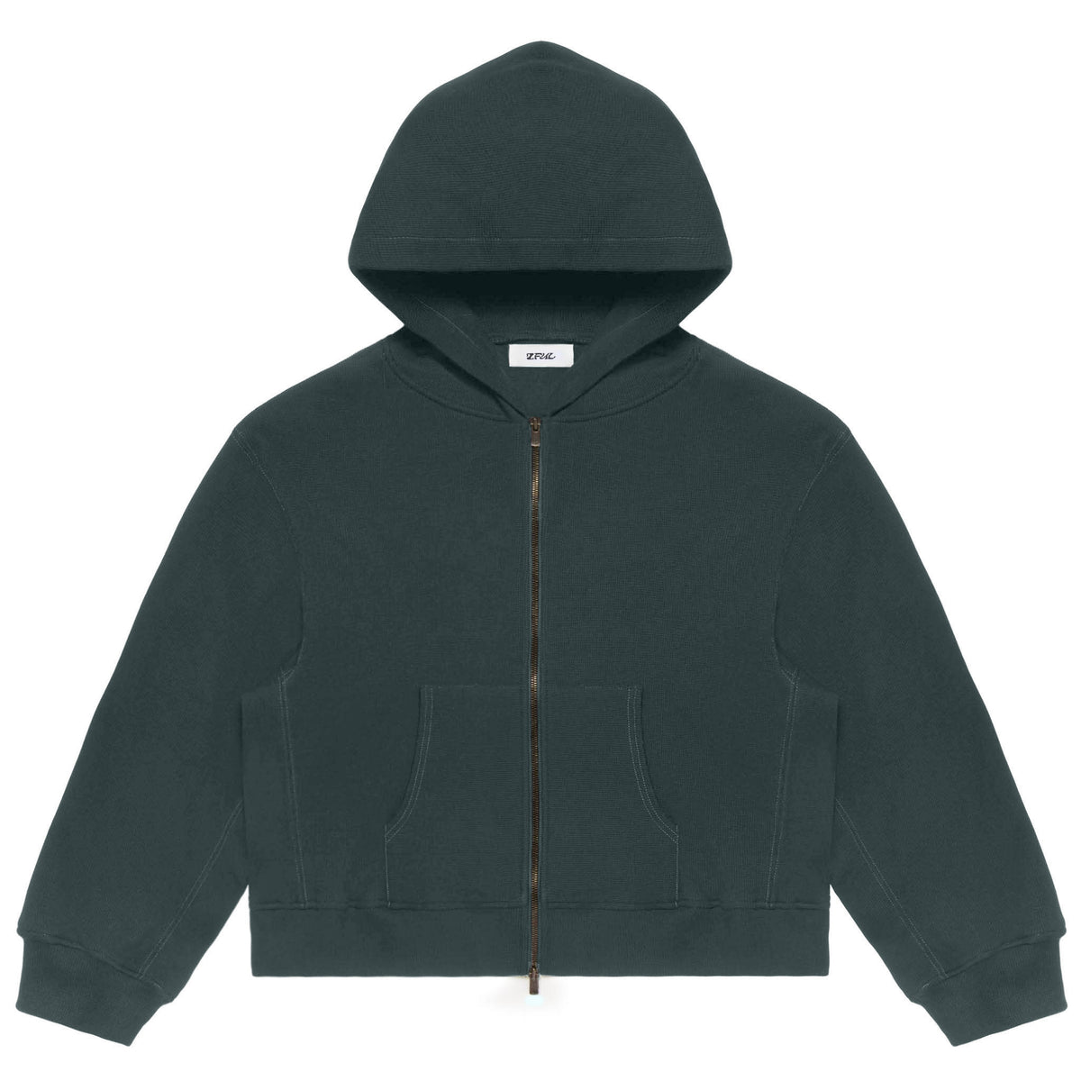 WAFFLE ZIP UP HOODIE (GREEN) – 2ful