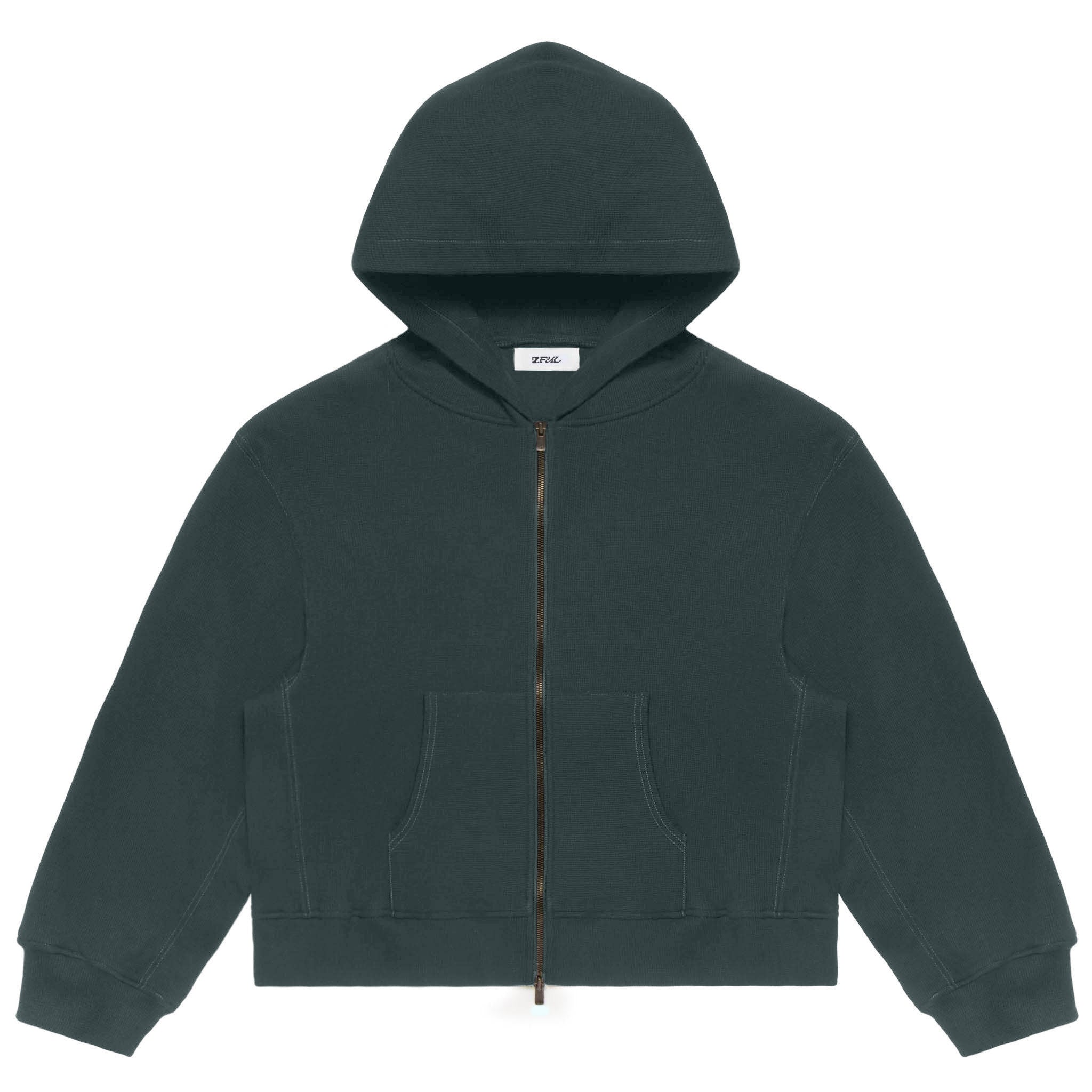 WAFFLE ZIP UP HOODIE (GREEN) – 2ful