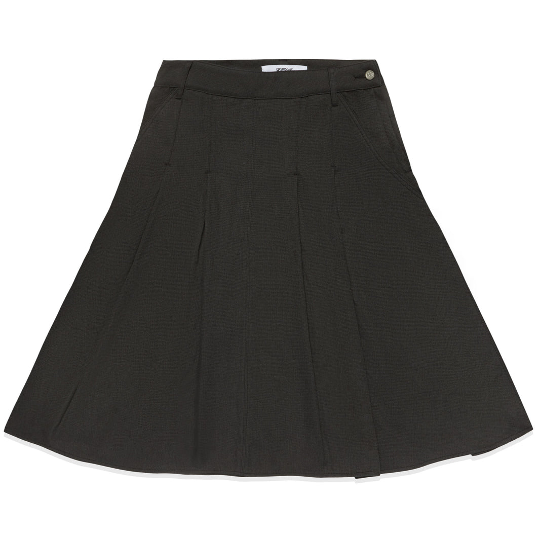 MIDI WIDE PLEATED SKIRT (JET BLACK)