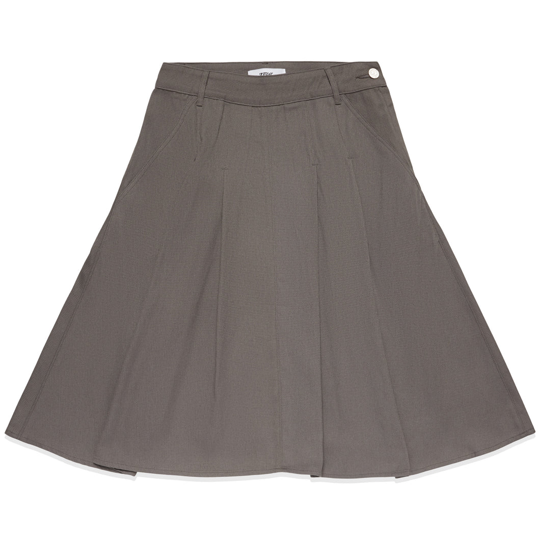 MIDI WIDE PLEATED SKIRT (CAFE GREY)